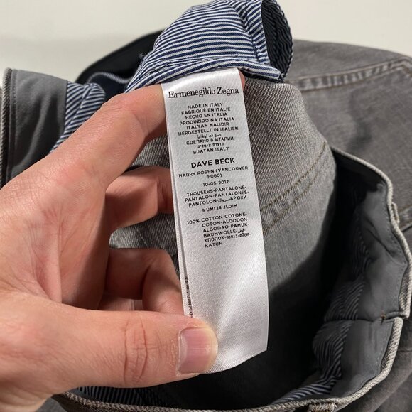 Ermenegildo Zegna 5-Pocket Straight Leg Gray Luxury Denim Jeans men's size 39x30 - Picture 6 of 11